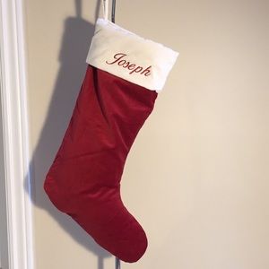 Pottery Barn Velvet Christmas Holiday Stocking Monogrammed Joseph